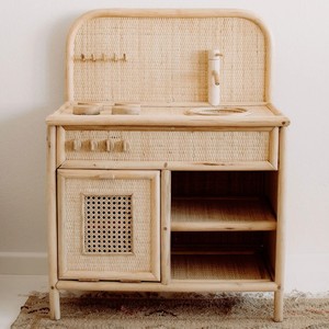 Premium kids role-play toys eco-friendly rattan play <b>kitchen</b> stove educational kid toy <b>kitchens</b> - Product Image 5