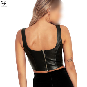 Newest Good Supplier Solid Black Color Fully Customized Made Pu Leather Corset Tops Medium Control Corset Shapewear for Women - Product Image 4