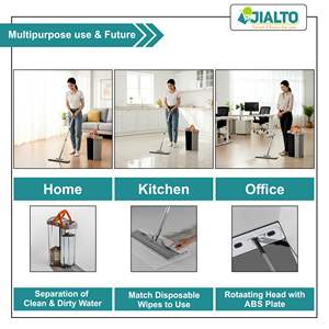 <b>Flat</b> <b>Mop</b> and Bucket Set with 2 Self Wringing <b>Mop</b> with Microfiber Pads 360° Rotating Handle Home Kitchen Bathroom & Office - Product Image 5