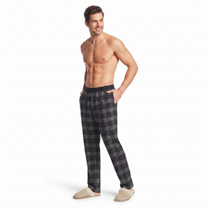 Pantalon de nuit en flanelle de haute qualité pour hommes, 100% coton, à carreaux, pantalon de pyjama, pantalon de nuit en flanelle à taille élastique pour hommes - Product Image 5