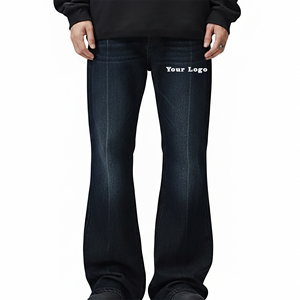 Pantalon en jean évasé style streetwear à prix abordable pour la vente en gros – Coupe droite et large, en denim léger 14 OZ, idéal pour un usage décontracté - Product Image 1