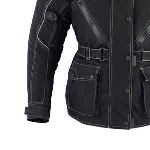 Veste de moto textile rétro vintage pour homme, idéale pour l'aventure hivernale, respirante, en Cordura, avec poches utilitaires et ceinture à la taille - Product Image 5