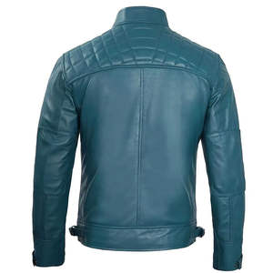 Veste d'hiver en cuir d'agneau véritable sur mesure de qualité supérieure, col montant, coupe-vent, imperméable, logo sur le devant pour homme - Product Image 2