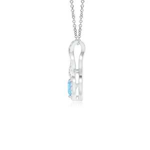 Collar con Colgante de Corazón Infinito en Oro de 14K, con Corte de Corazón, Aguamarina Natural como Piedra de Nacimiento, Colgante con Forma de Infinito y Detalle de Diamante - Product Image 2