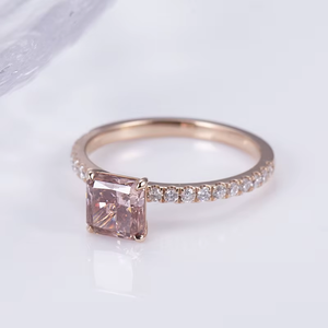 Rose Gold Plated Pear Cut Diamond Engagement <b>Ring</b> Women's Romantic Style Fancy Color Side Diamonds - Product Image 4