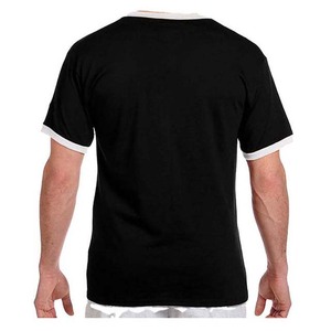 Camiseta de algodón de manga corta para hombre, color azul claro, corte regular, con ribete en contraste, cuello redondo, estilo casual - Product Image 2