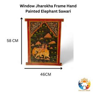 Krishna Radha & Rajasthani Art Tenture murale de fenêtre en bois - Product Image 5