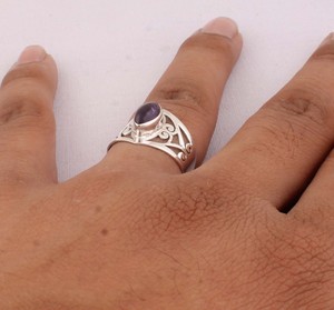 Natural Amethyst <b>Ring</b> 925 Sterling Silver Vintage Style Marquise Cut Deep Purple Gemstone <b>Ring</b> for Women Handcrafted <b>Boho</b> Fine - Product Image 3