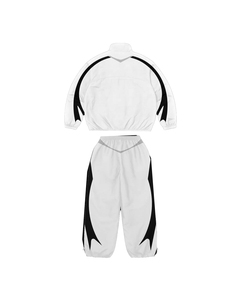 Ensemble de survêtement unisexe 2026 blanc et noir avec blocs de couleur, veste à col montant entièrement zippée avec poches latérales, séchage rapide, tenue sportive pour le printemps - Product Image 6