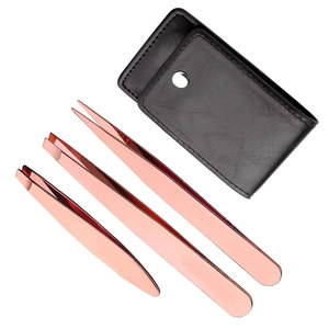 Juego de Pinzas para Cejas de Acero Inoxidable Color Oro Rosa, Punta Puntiaguda, Herramienta de Belleza para Depilación de Precisión con Estuche - Product Image 4