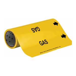 Marqueur de tuyau flexible Brady GAS en rouleau de 12 po x 30 pi pour l'identification des conduites de gaz - Product Image 1
