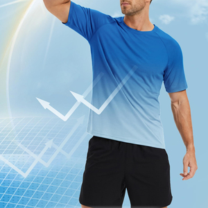 Camiseta deportiva para hombre con degradado de color, tela de alta calidad, top deportivo con color personalizado, ropa de entrenamiento para un uso atlético duradero. - Product Image 5