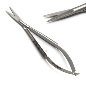 4 pièces d'instruments de microchirurgie en acier inoxydable : porte-aiguilles Castroviejo, pinces, ciseaux à ressort Noyes, pinces Adson - Product Image 3