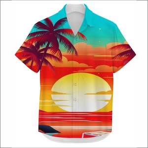 Chemise de vacances côtière pour homme en polyester à imprimé numérique, décontractée, pour les vacances à la plage, légère, collection estivale haut de gamme - Product Image 4