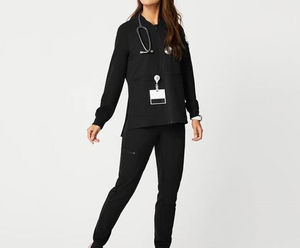Summer Hospital Scrubs New Arrival Long Sleeve Unisex Stretch Spandex Knitted Medical Scrub Jackets <b>Nursing</b> Scrub Sets Women - Product Image 2