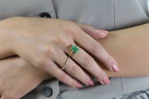 New Green Aventurine Rectangular Shape Prong <b>Set</b> <b>Ring</b> Trendy Gemstone Gold Plated S925 Sterling <b>Silver</b> Wedding Fine <b>Ring</b> Jewelry - Product Image 5