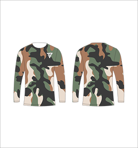 เสื้อยืดแขนยาวลายพรางสีน้ำเงินเบอร์กันดีสำหรับผู้ชาย ลายพิมพ์หลากสีแบบนามธรรม คอกลม เสื้อยืดลำลอง สตรีทแวร์ เสื้อสำหรับออกกำลังกาย รุ่น A - Product Image 3