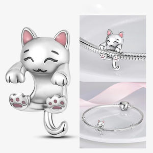 Hot Cute Mexican <span class=keywords><strong>Ambystoma</strong></span> Cute Cat 100% S925 Sterling Sliver Charms para pulsera Charms Bead Fashion Sliver Accesorios de joyería - Product Image 4