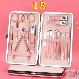 7 in 1 Professional Durable Stainless Steel <b>Nail</b> Kit Manicure Tools Set with Portable <b>Case</b> Pink Classic Style for Adult - Product Image 2