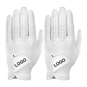 Gants de golf en cuir véritable avec sangle de poignet réglable, respirants, pour le sport et l'extérieur, ajustement unisexe, patch logo blanc, fermeture à enfiler - Product Image 1