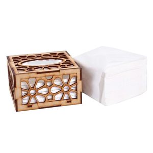 Boîte à mouchoirs moderne en MDF durable, support décoratif pour serviettes, découpe florale, pour la maison, le bureau, la voiture, l'hôtel - Product Image 1