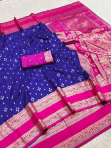Sari Tradicional Indio de Seda Banarasi con Trabajo de Tejido Zari para Bodas y Eventos Festivos, Atuendo para Mujer - Product Image 4