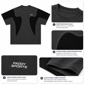 เสื้อยืดโอเวอร์ไซส์พรีเมียม ผ้าคอตตอนหนา 300gsm ทรงบ็อกซี่ สตรีทแวร์ สำหรับผู้ชาย แบบต่อผ้า  รับสกรีนลายตามสั่ง ขายส่งเสื้อยืดเปล่า - Product Image 6