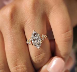 Luxury marquise cut <b>diamond</b> <b>ring</b> with round side <b>diamonds</b> elegant engagement bridal anniversary fine jewelry collection design - Product Image 1