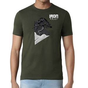 T-shirt à manches courtes pour homme, vert olive, col rond, décontracté, haute qualité, personnalisable - Product Image 1