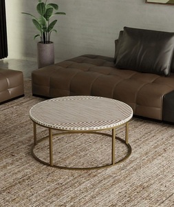 Modern Eco-Friendly Handmade Bone Inlay Stool <b>Table</b> with Versatile Drum Design <b>Console</b> for Bedroom - Product Image 1