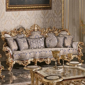 Juego de Sofás de Madera de Teca de Lujo Prestige Palace, Tallados a Mano, Tradicionales, Tapizados, para Sala de Estar - Product Image 3