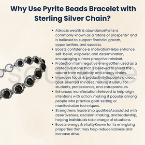 Divine Solutions Pyrite <b>Beads</b> <b>Bracelet</b> with Sterling Silver Chain Unisex Peace Design Gift for Hindus - Product Image 3