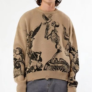 Pull jacquard ras du cou pour homme 100 % coton, coupe courte personnalisée, pull de prière, vente en gros OEM, haute qualité, séchage rapide, respirant - Product Image 1