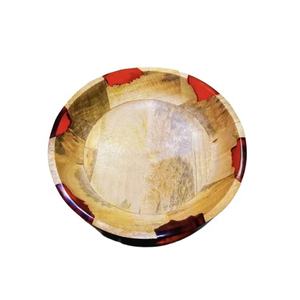Ensemble de cuillères bol de service en résine transparente verte motif rond avec bois de manguier pour la nourriture ensemble de service bol de fruits décoratif arabe - Product Image 4