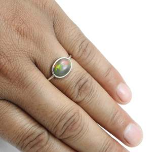 Natural Oval Shaped Black <b>Opal</b> Gemstone <b>Ring</b> Made From 925 Sterling <b>Silver</b> Handmade Boho <b>Ring</b> Perfect Anniversary-Wedding Gift - Product Image 5