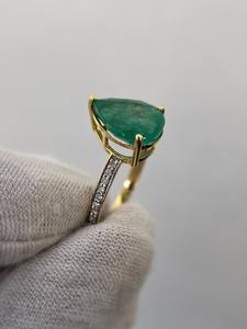 Anillo de compromiso étnico con esmeralda, plata de ley 925, chapado en oro de 14 quilates, anillo de promesa de aniversario de bodas, regalo para ella - Product Image 4