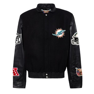 Chaqueta Varsity de Lana y Cuero de los Miami Dolphins, Color Negro - Product Image 1