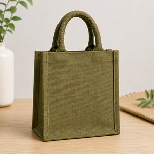 กระเป๋าผ้าปอกระเจือกแบบรักษ์โลก ขนาด 22x20x10 ซม. ลาย Think Green Live Green สำหรับใส่ของขวัญ - Product Image 6