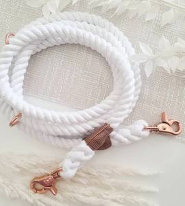 Laisse pour chien en coton blanc mains libres - Product Image 1