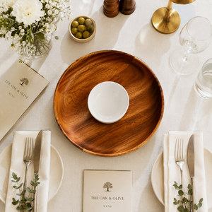 Juego de Cuencos para Servir Aperitivos de Madera de Acacia Premium con Cuenco de Cerámica para Salsas |   Bandeja de Servicio para Fiestas, Hecha a Mano, Apta para Alimentos - Product Image 4