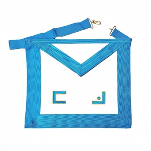 Tablier de Maître Maçon avec Alphabet Maçonnique Rite Français, Broderie Machine Professionnelle, Dentelle et Épingle de Sûreté – Qualité Supérieure - Product Image 1