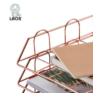 Plateau de bureau en métal or rose Organisateur élégant pour trier les documents des magazines et plus encore-Ensembles de bureau - Product Image 5