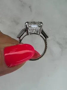 Anillo de Diamantes de Lujo Tishya de 12 Quilates con Certificado IGI, Corte Radiante, Cultivado en Laboratorio, para Mujer, Oro Blanco de 14K, F VVS2 - Product Image 5