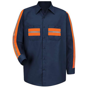 Camisa de Trabajo Personalizada Unisex de Algodón FR Transpirable con Botones, Uniforme de Seguridad de Alta Visibilidad con Cinta Reflectante y Detección de Agujas - Product Image 2