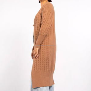 Pull-over d'hiver ample à manches longues en laine acrylique respirante et légère pour femme, avec poches, tricot torsadé - Product Image 6