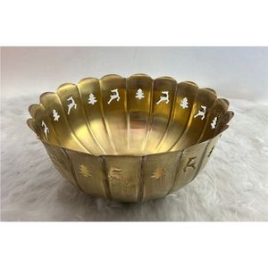 Luxury Handcrafted Gold Hammered Decorative Bowl White Textured Metal Centerpiece for <b>Wedding</b> Party Wholesale Home Decor Bowl - Product Image 2