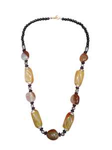 Collier en agate et chaîne de bambou fait main, style classique, artisanat Rawat, fabriqué en Inde, bijoux d'anniversaire pour homme NK-9367B - Product Image 4