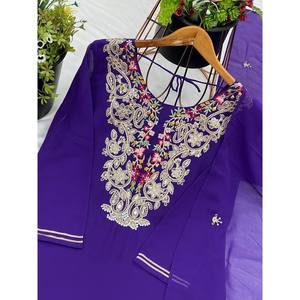 Designer XL Rayon Salwar Kameez with <b>Top</b>-Plazzo and Dupatta Heavy Embroidery Work for <b>Wedding</b> - Product Image 6