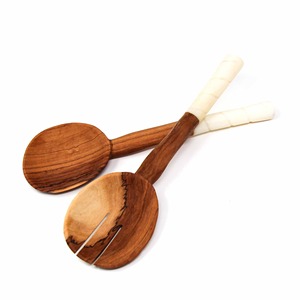 Ensemble de saladiers en bois bio – Cuillère et fourchette haut de gamme pour les espaces repas modernes et élégants - Product Image 4