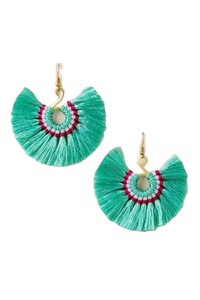 Pendientes bohemios vintage negros personalizados con cristales brillantes y cuentas coloridas, pendientes circulares de bronce para mujer de la India. - Product Image 3